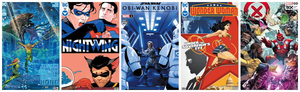 NewComics11724B Justice League Vs. Godzilla Vs. Kong #4; Nightwing #110; Star Wars Obi-Wan Kenobi #4; Wonder Woman #5; X-Men #30