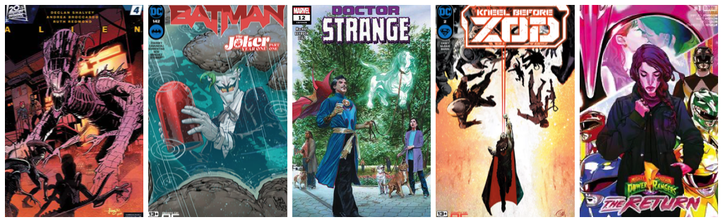 NewComics2724A Alien #4; Batman #142; Dr. Strange #12; Kneel Before Zod #2; Mighty Morphin Power Rangers: The Return #1